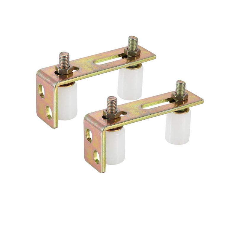 Skelang Slide Gate Guide Roller with L Post Bracket, Adjustable Dual Nylon Rollers Gate Assembly Support for Sliding Rolling Gates 2-5/16" Max Capacity, Pack of 2 - Image 1